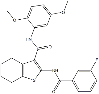 N-(2,5-dimethoxyphenyl)-2-[(3-fluorobenzoyl)amino]-4,5,6,7-tetrahydro-1-benzothiophene-3-carboxamide 结构式