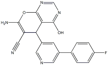 7-amino-5-[5-(4-fluorophenyl)-3-pyridinyl]-4-hydroxy-5H-pyrano[2,3-d]pyrimidine-6-carbonitrile,,结构式