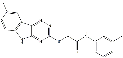 2-[(8-fluoro-5H-[1,2,4]triazino[5,6-b]indol-3-yl)sulfanyl]-N-(3-methylphenyl)acetamide 化学構造式