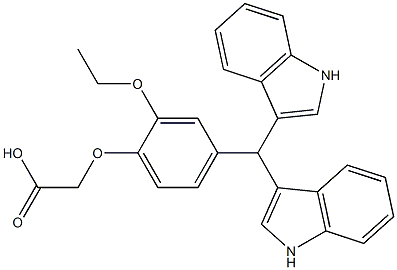 {4-[di(1H-indol-3-yl)methyl]-2-ethoxyphenoxy}acetic acid Struktur