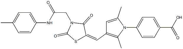 4-[3-({2,4-dioxo-3-[2-oxo-2-(4-toluidino)ethyl]-1,3-thiazolidin-5-ylidene}methyl)-2,5-dimethyl-1H-pyrrol-1-yl]benzoic acid Structure