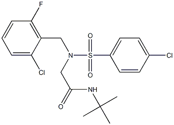 N-(tert-butyl)-2-{(2-chloro-6-fluorobenzyl)[(4-chlorophenyl)sulfonyl]amino}acetamide,,结构式