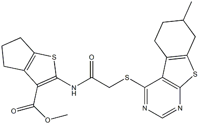 methyl 2-({[(7-methyl-5,6,7,8-tetrahydro[1]benzothieno[2,3-d]pyrimidin-4-yl)sulfanyl]acetyl}amino)-5,6-dihydro-4H-cyclopenta[b]thiophene-3-carboxylate