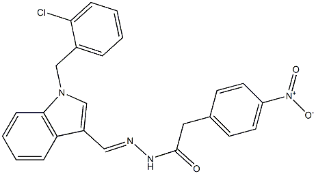 N'-{[1-(2-chlorobenzyl)-1H-indol-3-yl]methylene}-2-{4-nitrophenyl}acetohydrazide 化学構造式