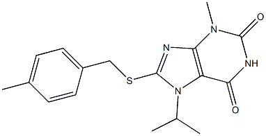 7-isopropyl-3-methyl-8-[(4-methylbenzyl)sulfanyl]-3,7-dihydro-1H-purine-2,6-dione Struktur