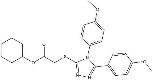 cyclohexyl {[4,5-bis(4-methoxyphenyl)-4H-1,2,4-triazol-3-yl]sulfanyl}acetate Struktur