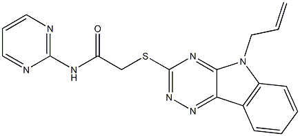 2-[(5-allyl-5H-[1,2,4]triazino[5,6-b]indol-3-yl)sulfanyl]-N-(2-pyrimidinyl)acetamide Struktur