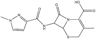 3-methyl-7-{[(1-methyl-1H-pyrazol-3-yl)carbonyl]amino}-8-oxo-5-thia-1-azabicyclo[4.2.0]oct-2-ene-2-carboxylic acid,,结构式