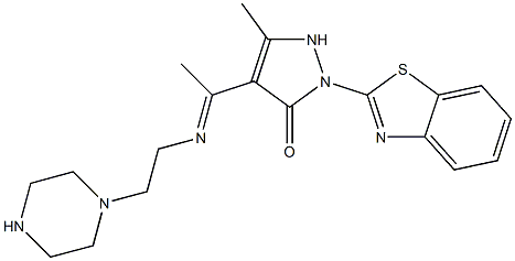 2-(1,3-benzothiazol-2-yl)-5-methyl-4-{N-[2-(1-piperazinyl)ethyl]ethanimidoyl}-1,2-dihydro-3H-pyrazol-3-one|