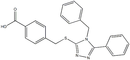 4-{[(4-benzyl-5-phenyl-4H-1,2,4-triazol-3-yl)sulfanyl]methyl}benzoic acid Struktur