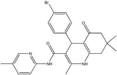 4-(4-bromophenyl)-2,7,7-trimethyl-N-(5-methyl-2-pyridinyl)-5-oxo-1,4,5,6,7,8-hexahydro-3-quinolinecarboxamide,,结构式
