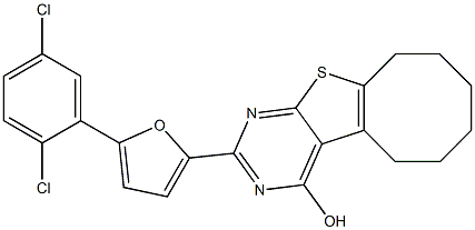 2-[5-(2,5-dichlorophenyl)-2-furyl]-5,6,7,8,9,10-hexahydrocycloocta[4,5]thieno[2,3-d]pyrimidin-4-ol Struktur