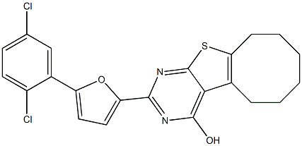 2-[5-(2,5-dichlorophenyl)-2-furyl]-5,6,7,8,9,10-hexahydrocycloocta[4,5]thieno[2,3-d]pyrimidin-4-ol 结构式