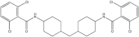 2,6-dichloro-N-[4-({4-[(2,6-dichlorobenzoyl)amino]cyclohexyl}methyl)cyclohexyl]benzamide 化学構造式
