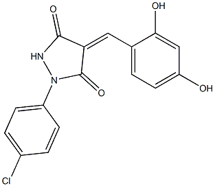 1-(4-chlorophenyl)-4-(2,4-dihydroxybenzylidene)-3,5-pyrazolidinedione,,结构式
