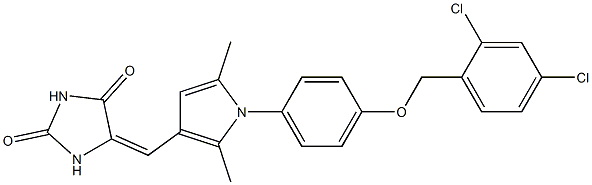 5-[(1-{4-[(2,4-dichlorobenzyl)oxy]phenyl}-2,5-dimethyl-1H-pyrrol-3-yl)methylene]-2,4-imidazolidinedione Structure