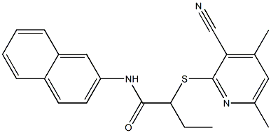 2-[(3-cyano-4,6-dimethyl-2-pyridinyl)sulfanyl]-N-(2-naphthyl)butanamide,,结构式