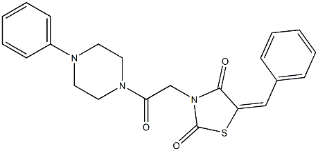 5-benzylidene-3-[2-oxo-2-(4-phenylpiperazin-1-yl)ethyl]-1,3-thiazolidine-2,4-dione,,结构式