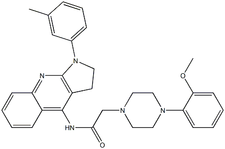 2-[4-(2-methoxyphenyl)-1-piperazinyl]-N-[1-(3-methylphenyl)-2,3-dihydro-1H-pyrrolo[2,3-b]quinolin-4-yl]acetamide Struktur