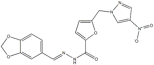 N'-(1,3-benzodioxol-5-ylmethylene)-5-({4-nitro-1H-pyrazol-1-yl}methyl)-2-furohydrazide Structure