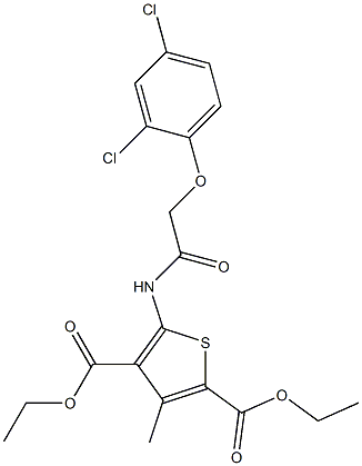 diethyl 5-{[(2,4-dichlorophenoxy)acetyl]amino}-3-methyl-2,4-thiophenedicarboxylate,,结构式
