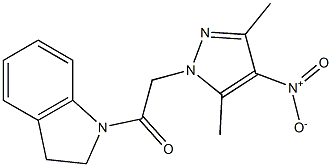 1-({4-nitro-3,5-dimethyl-1H-pyrazol-1-yl}acetyl)indoline,,结构式