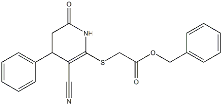 benzyl [(3-cyano-6-oxo-4-phenyl-1,4,5,6-tetrahydro-2-pyridinyl)sulfanyl]acetate,,结构式