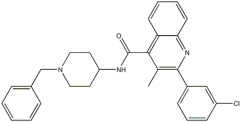 N-(1-benzyl-4-piperidinyl)-2-(3-chlorophenyl)-3-methyl-4-quinolinecarboxamide Structure