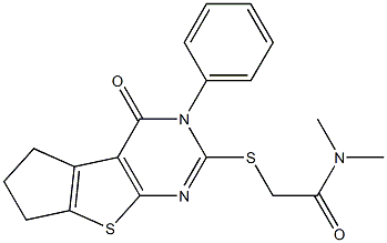 N,N-dimethyl-2-[(4-oxo-3-phenyl-3,5,6,7-tetrahydro-4H-cyclopenta[4,5]thieno[2,3-d]pyrimidin-2-yl)sulfanyl]acetamide Structure