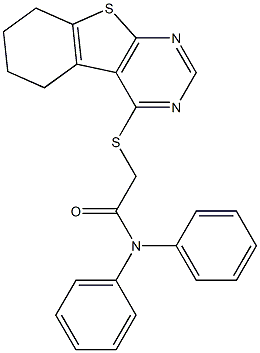 N,N-diphenyl-2-(5,6,7,8-tetrahydro[1]benzothieno[2,3-d]pyrimidin-4-ylsulfanyl)acetamide Structure