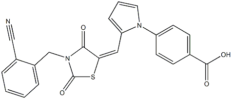 4-(2-{[3-(2-cyanobenzyl)-2,4-dioxo-1,3-thiazolidin-5-ylidene]methyl}-1H-pyrrol-1-yl)benzoic acid Structure