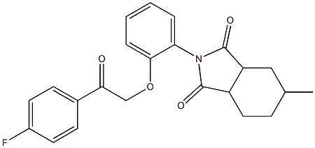 2-{2-[2-(4-fluorophenyl)-2-oxoethoxy]phenyl}-5-methylhexahydro-1H-isoindole-1,3(2H)-dione Struktur