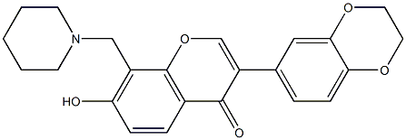 3-(2,3-dihydro-1,4-benzodioxin-6-yl)-7-hydroxy-8-(1-piperidinylmethyl)-4H-chromen-4-one Struktur