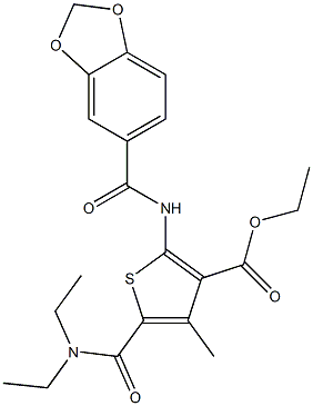 ethyl 2-[(1,3-benzodioxol-5-ylcarbonyl)amino]-5-[(diethylamino)carbonyl]-4-methyl-3-thiophenecarboxylate