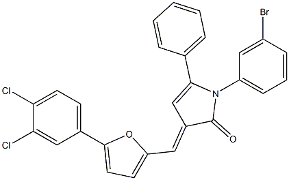 1-(3-bromophenyl)-3-{[5-(3,4-dichlorophenyl)-2-furyl]methylene}-5-phenyl-1,3-dihydro-2H-pyrrol-2-one 结构式