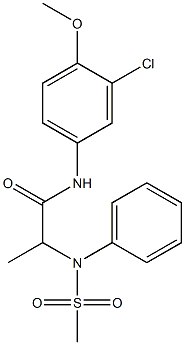 N-(3-chloro-4-methoxyphenyl)-2-[(methylsulfonyl)anilino]propanamide,,结构式