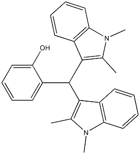 2-[bis(1,2-dimethyl-1H-indol-3-yl)methyl]phenol 化学構造式