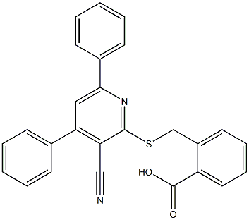 2-{[(3-cyano-4,6-diphenyl-2-pyridinyl)sulfanyl]methyl}benzoic acid,,结构式