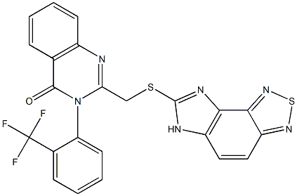 2-[(6H-imidazo[4,5-e][2,1,3]benzothiadiazol-7-ylsulfanyl)methyl]-3-[2-(trifluoromethyl)phenyl]quinazolin-4(3H)-one 结构式