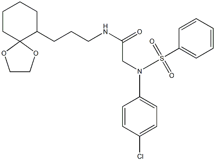 2-[4-chloro(phenylsulfonyl)anilino]-N-[3-(1,4-dioxaspiro[4.5]dec-6-yl)propyl]acetamide