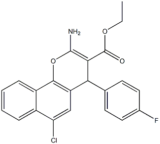 ethyl 2-amino-6-chloro-4-(4-fluorophenyl)-4H-benzo[h]chromene-3-carboxylate Struktur