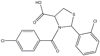 3-(4-chlorobenzoyl)-2-(2-chlorophenyl)-1,3-thiazolidine-4-carboxylic acid,,结构式