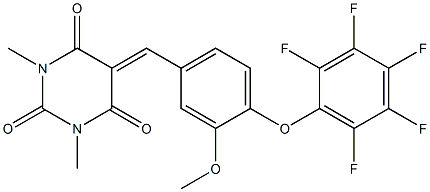 5-[3-methoxy-4-(2,3,4,5,6-pentafluorophenoxy)benzylidene]-1,3-dimethyl-2,4,6(1H,3H,5H)-pyrimidinetrione Structure