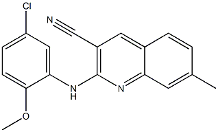 2-(5-chloro-2-methoxyanilino)-7-methyl-3-quinolinecarbonitrile,,结构式