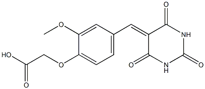 {2-methoxy-4-[(2,4,6-trioxotetrahydro-5(2H)-pyrimidinylidene)methyl]phenoxy}acetic acid,,结构式