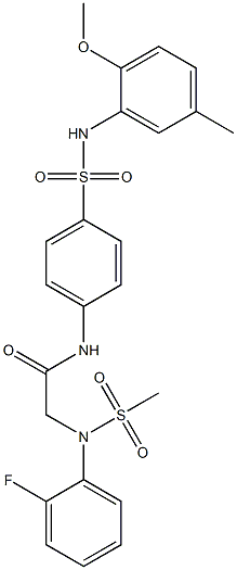2-[2-fluoro(methylsulfonyl)anilino]-N-{4-[(2-methoxy-5-methylanilino)sulfonyl]phenyl}acetamide,,结构式