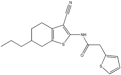 N-(3-cyano-6-propyl-4,5,6,7-tetrahydro-1-benzothien-2-yl)-2-(2-thienyl)acetamide Structure