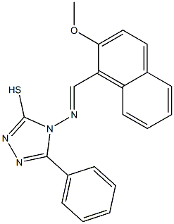 4-{[(2-methoxy-1-naphthyl)methylene]amino}-5-phenyl-4H-1,2,4-triazol-3-yl hydrosulfide Struktur