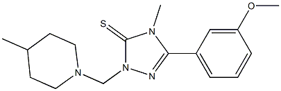 5-(3-methoxyphenyl)-4-methyl-2-[(4-methyl-1-piperidinyl)methyl]-2,4-dihydro-3H-1,2,4-triazole-3-thione 化学構造式