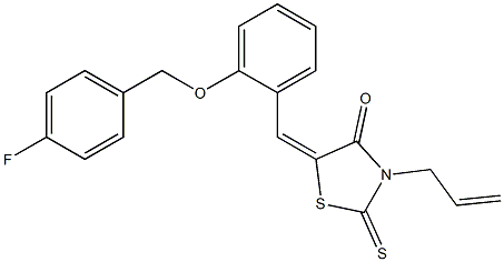 3-allyl-5-{2-[(4-fluorobenzyl)oxy]benzylidene}-2-thioxo-1,3-thiazolidin-4-one,,结构式